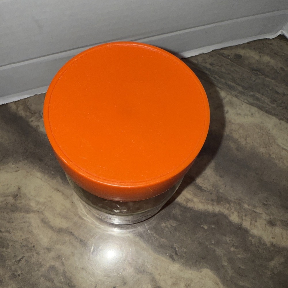 Vintage Carlton glass jar with orange lid Trick-or-treaters pumpkin witch - Picture 4 of 7
